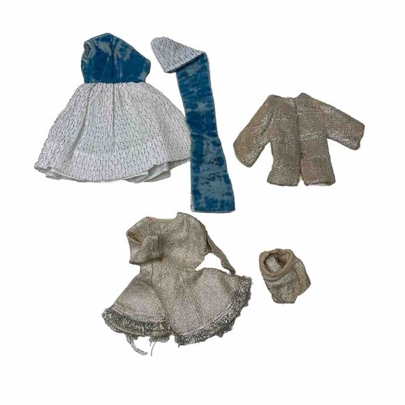 Vintage Barbie Velvet Blue Silver Doll Clothes Doll Outfits - Picture 3 of 3